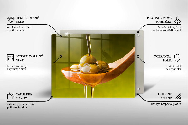 Tagliere in vetro temperato Olio d'oliva e olive