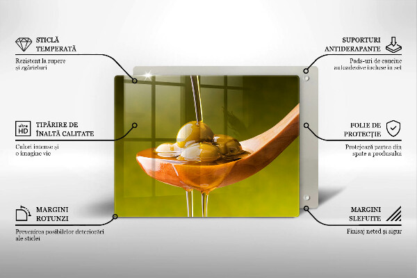 Tagliere in vetro temperato Olio d'oliva e olive