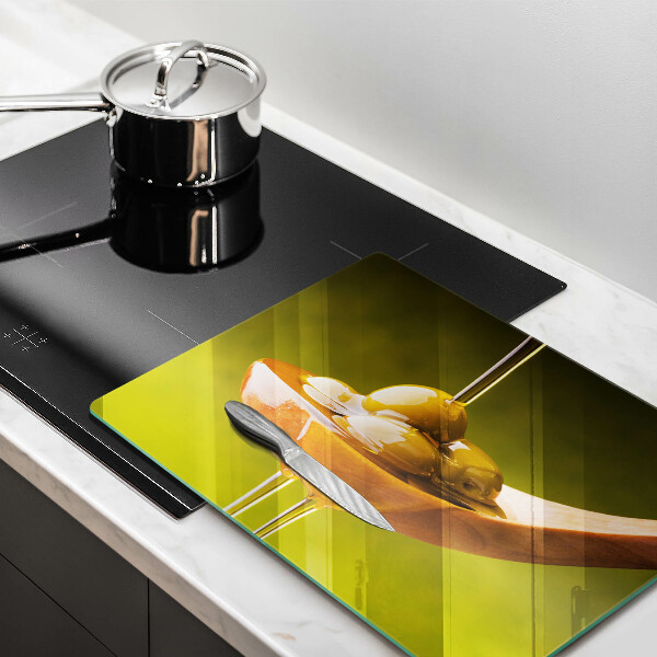 Tagliere in vetro temperato Olio d'oliva e olive