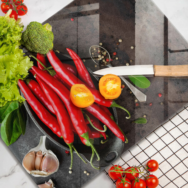 Tagliere in vetro Peperoncini rossi