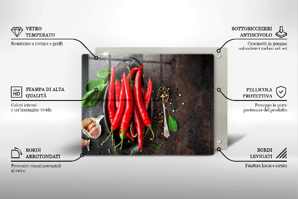 Tagliere in vetro Peperoncini rossi