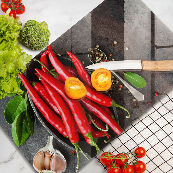 Tagliere in vetro Peperoncini rossi