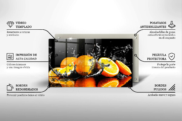 Tagliere in vetro Succoso frutto arancione