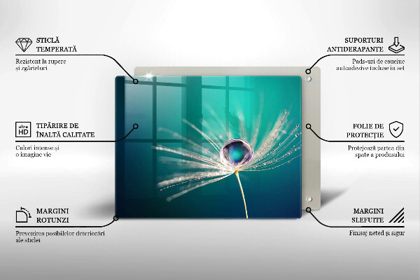 Tagliere in vetro Rugiada su un dente di leone