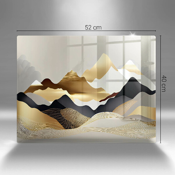 Tagliere in vetro Montagne dorate astratte