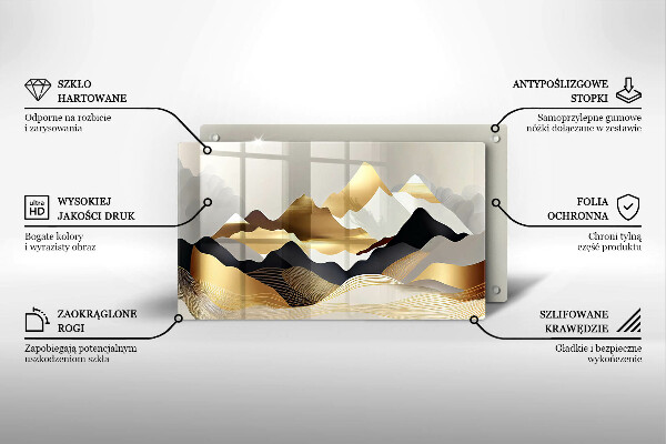 Tagliere in vetro Montagne dorate astratte