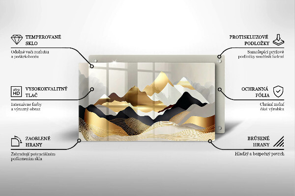 Tagliere in vetro Montagne dorate astratte