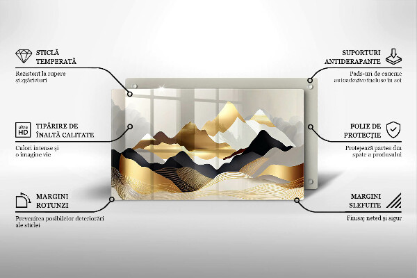 Tagliere in vetro Montagne dorate astratte