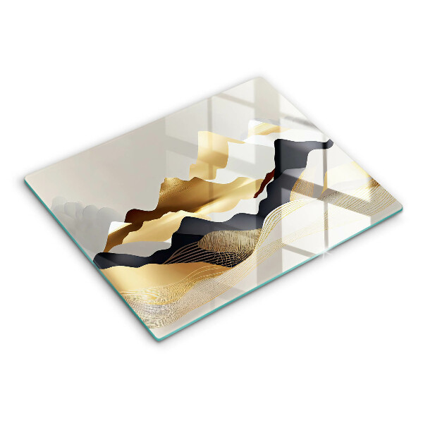 Tagliere in vetro Montagne dorate astratte