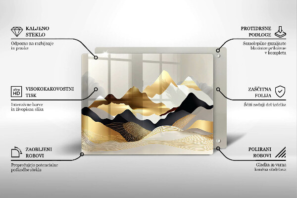 Tagliere in vetro Montagne dorate astratte