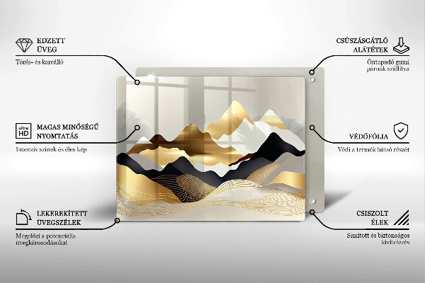 Tagliere in vetro Montagne dorate astratte