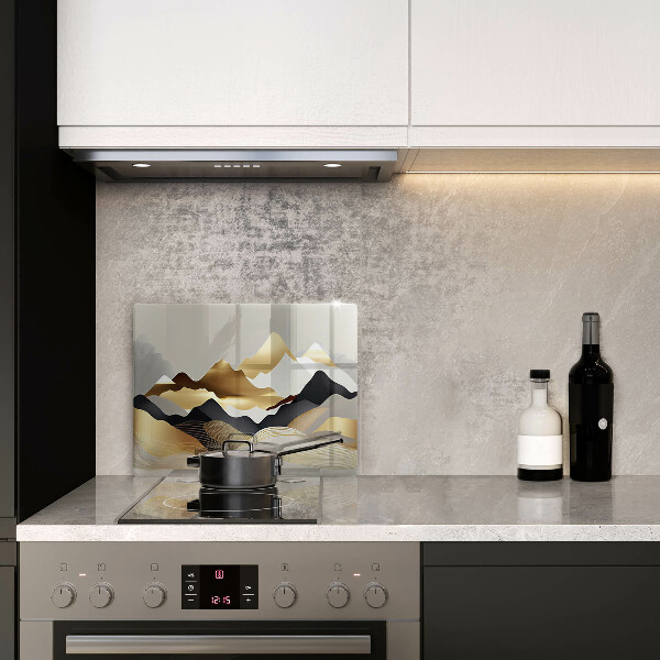 Tagliere in vetro Montagne dorate astratte