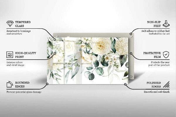 Tagliere in vetro Fiori ad acquerelli