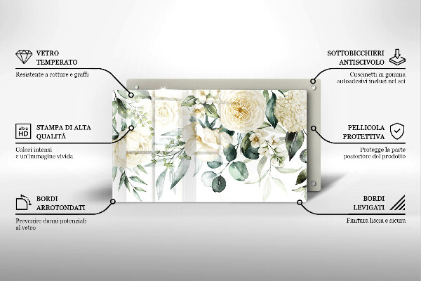 Tagliere in vetro Fiori ad acquerelli