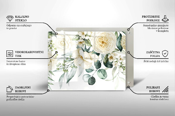 Tagliere in vetro Fiori ad acquerelli