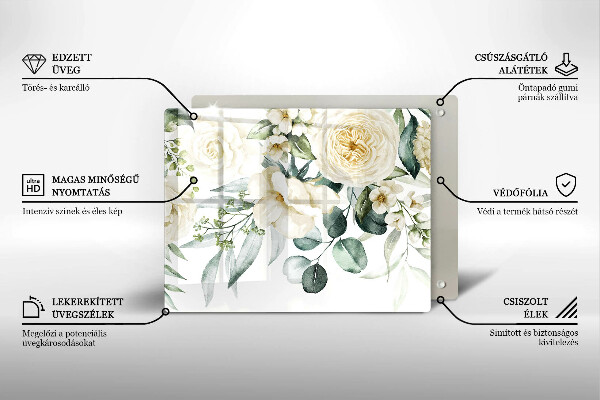 Tagliere in vetro Fiori ad acquerelli