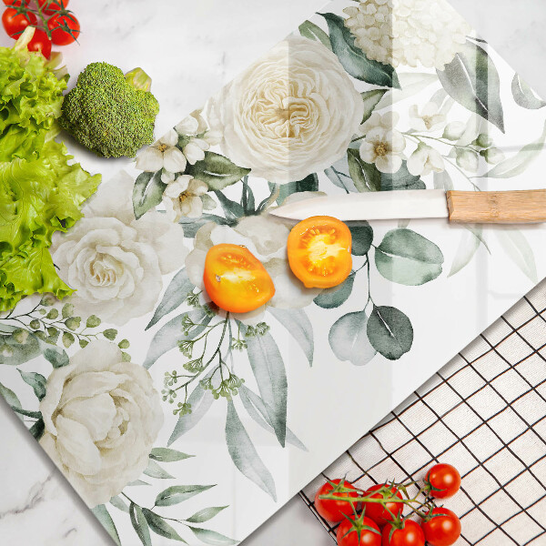 Tagliere in vetro Fiori ad acquerelli