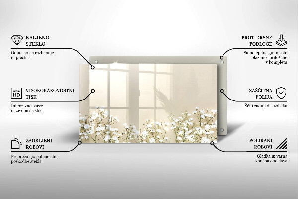 Tagliere in vetro Fiori boho in gesso