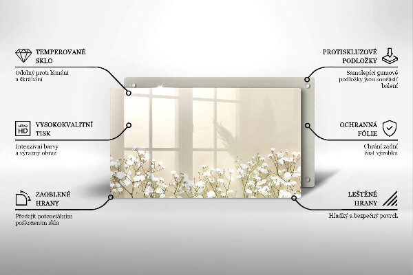 Tagliere in vetro Fiori boho in gesso