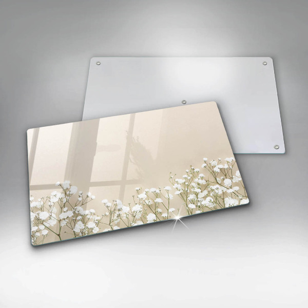 Tagliere in vetro Fiori boho in gesso