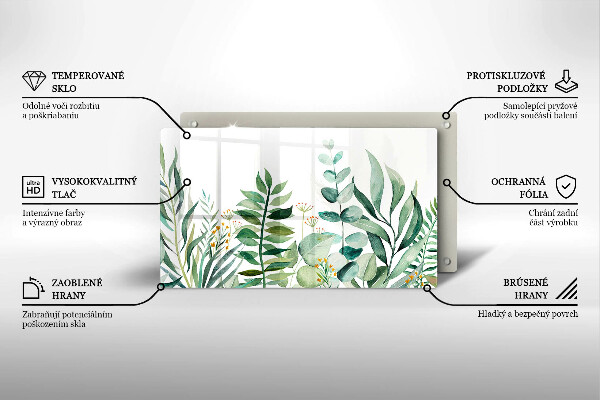 Tagliere in vetro Illustrazione delle foglie delle piante