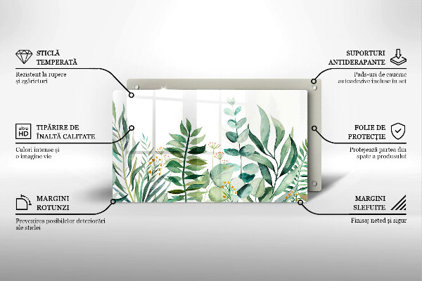 Tagliere in vetro Illustrazione delle foglie delle piante