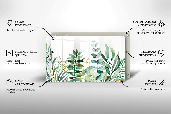 Tagliere in vetro Illustrazione delle foglie delle piante