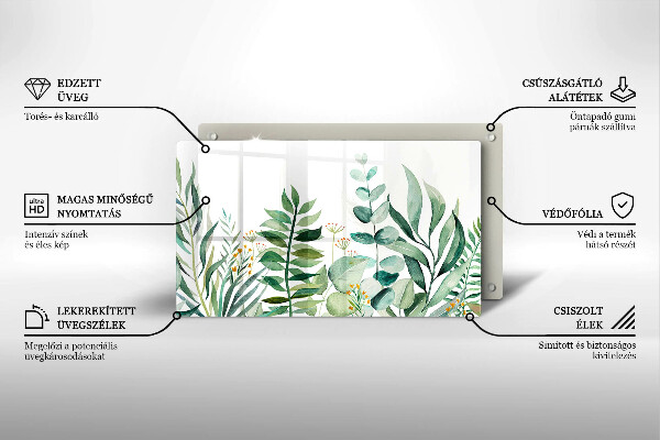 Tagliere in vetro Illustrazione delle foglie delle piante