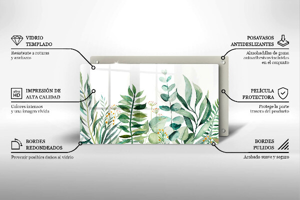 Tagliere in vetro Illustrazione delle foglie delle piante