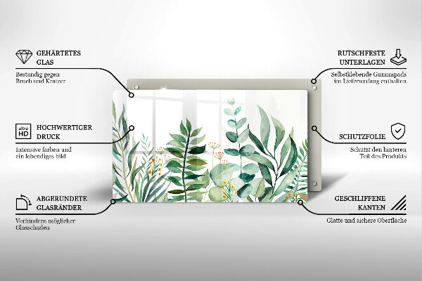 Tagliere in vetro Illustrazione delle foglie delle piante