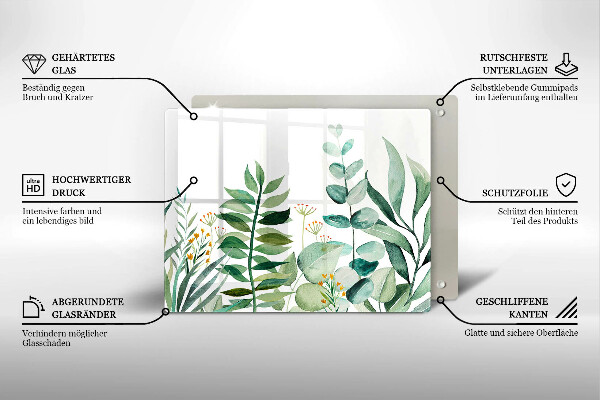 Tagliere in vetro Illustrazione delle foglie delle piante