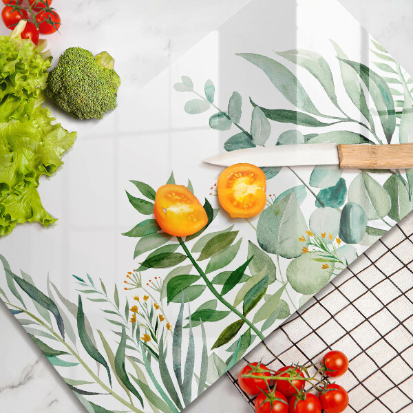 Tagliere in vetro Illustrazione delle foglie delle piante