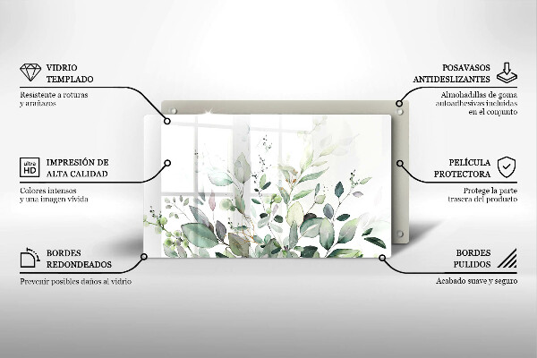 Tagliere in vetro Piante ad acquerello