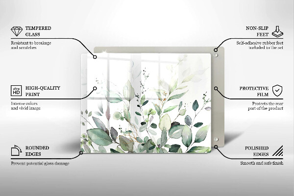 Tagliere in vetro Piante ad acquerello