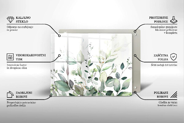 Tagliere in vetro Piante ad acquerello
