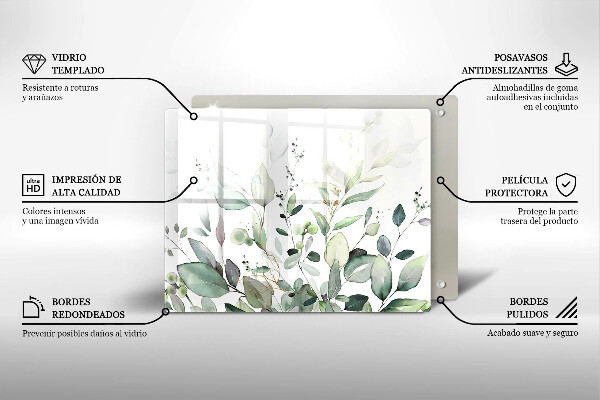 Tagliere in vetro Piante ad acquerello