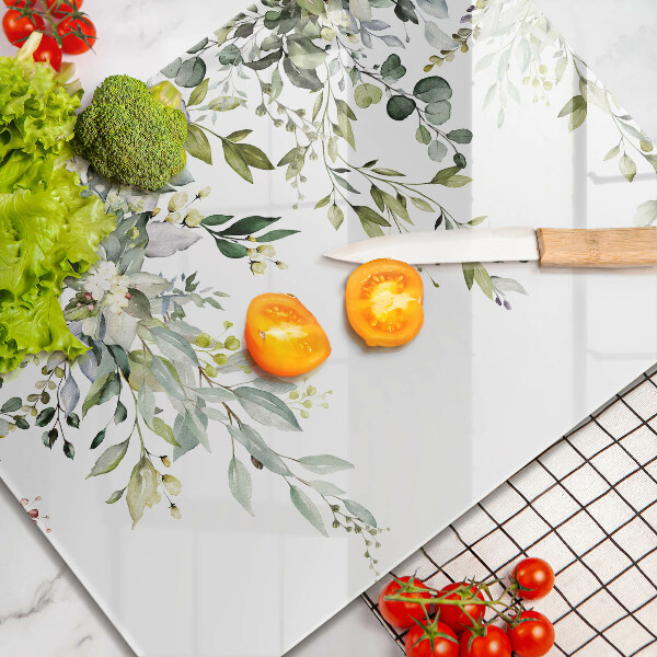 Tagliere in vetro Foglie e fiori decorativi