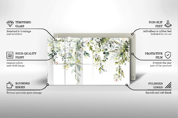 Tagliere in vetro Foglie e fiori decorativi