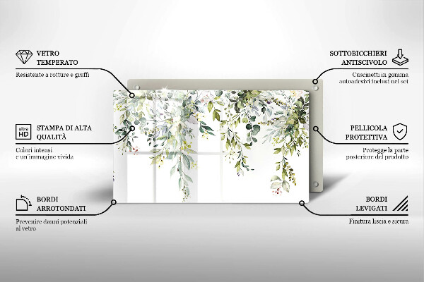 Tagliere in vetro Foglie e fiori decorativi