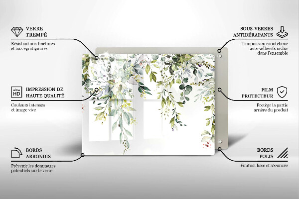 Tagliere in vetro Foglie e fiori decorativi