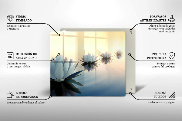 Tagliere in vetro temperato Fiori di giglio sull'acqua