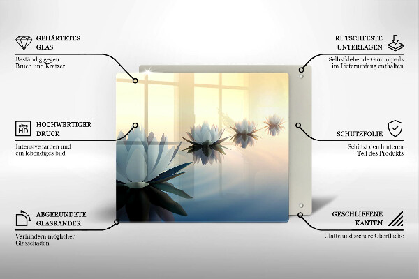 Tagliere in vetro temperato Fiori di giglio sull'acqua