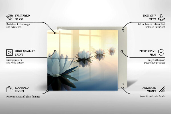 Tagliere in vetro temperato Fiori di giglio sull'acqua