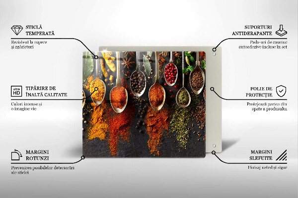 Tagliere in vetro temperato Cucchiai con spezie