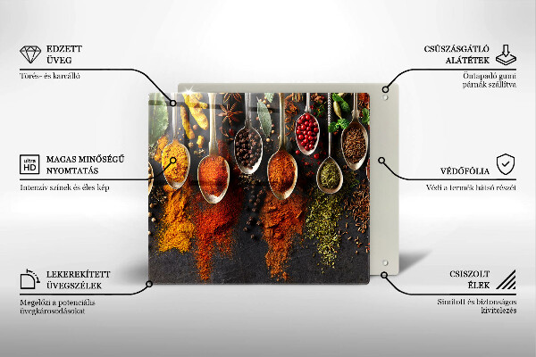 Tagliere in vetro temperato Cucchiai con spezie