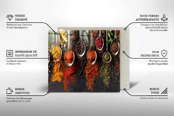 Tagliere in vetro temperato Cucchiai con spezie