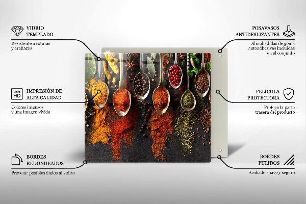 Tagliere in vetro temperato Cucchiai con spezie