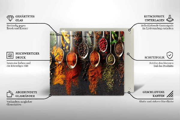 Tagliere in vetro temperato Cucchiai con spezie