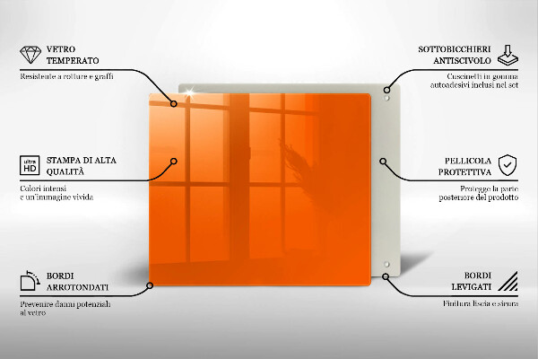 Tagliere in vetro colore arancione