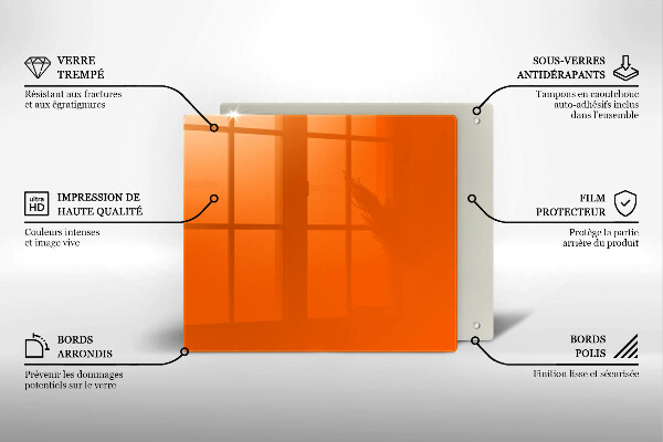 Tagliere in vetro colore arancione